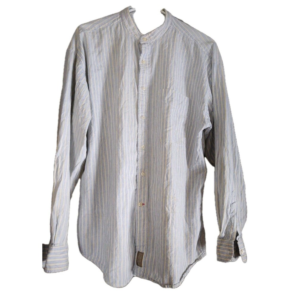 Haggar 100% Pure Cotton Peter Pan Collar Business Casual L Sleeve Striped Resort